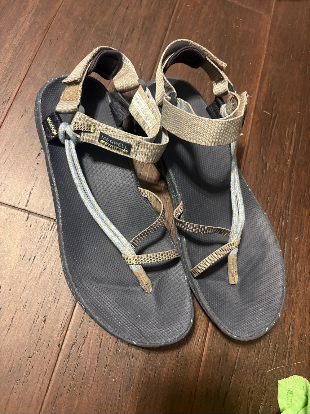 Merrell Womenās Tan and Navy Strappy Outdoor Sandals